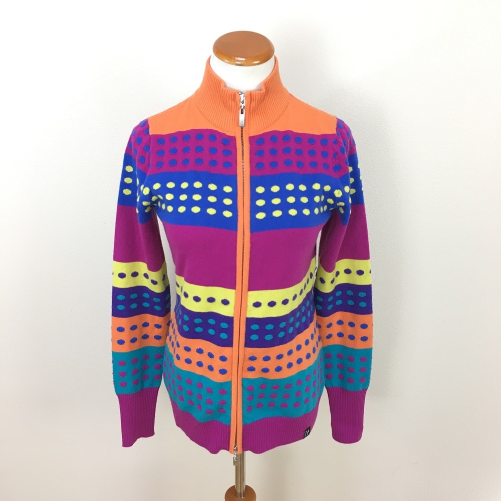 Neve Wool Cardigan Sweater Full Zip Striped Jacket Women’s‎ Sz Small